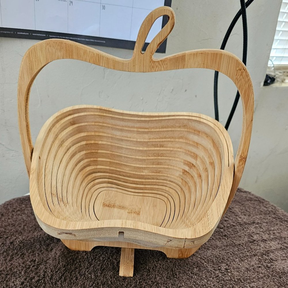 spiral cut wood fruit basket folding
